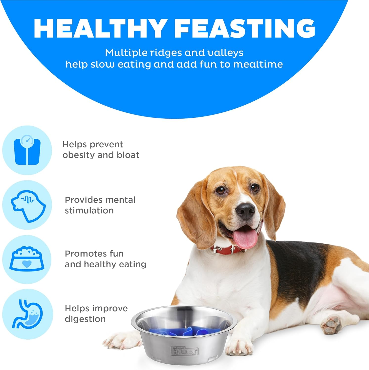 Outward Hound Fun Feeder Stainless Steel Slo Bowl Slow Feeder Dog Bowl with Removable Maze Insert, Medium, 2 Cups, Metal, Silver Gray image number 3