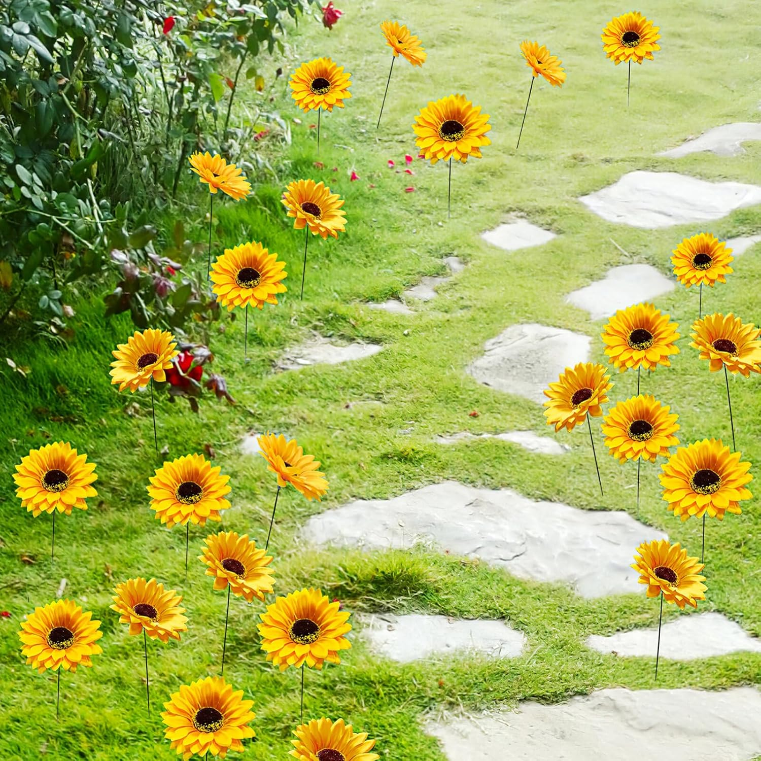 Kisangel 5Pcs Sunflower Garden Stakes Metal Stake Sunflower Sign Outdoor Yard Flower Stake for Garden Stable Decoration image number 4