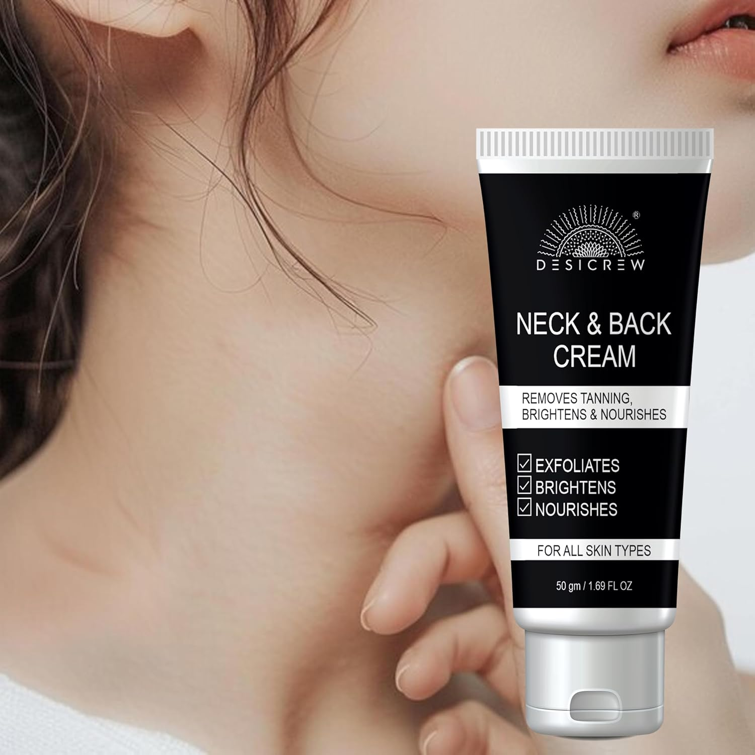 Desi Crew Neck Back Lightening Cream, for Dark Body Parts like Neck, Ankles, Knuckles, Armpits, Thighs, Elbows,| for Men & Women | for All Skin Types | 50 Gm image number 3