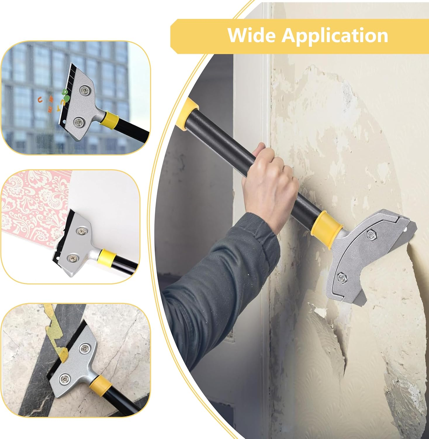 Heavy Duty Razor Blade Scraper with 30Cm Long Handle- Cleaning Scraper Tool - 10 Replacement Blades - Remove Paint, Stickers, Adhesives, Cement from Floors&Walls - Multi-Functional Scraping Cutter image number 3