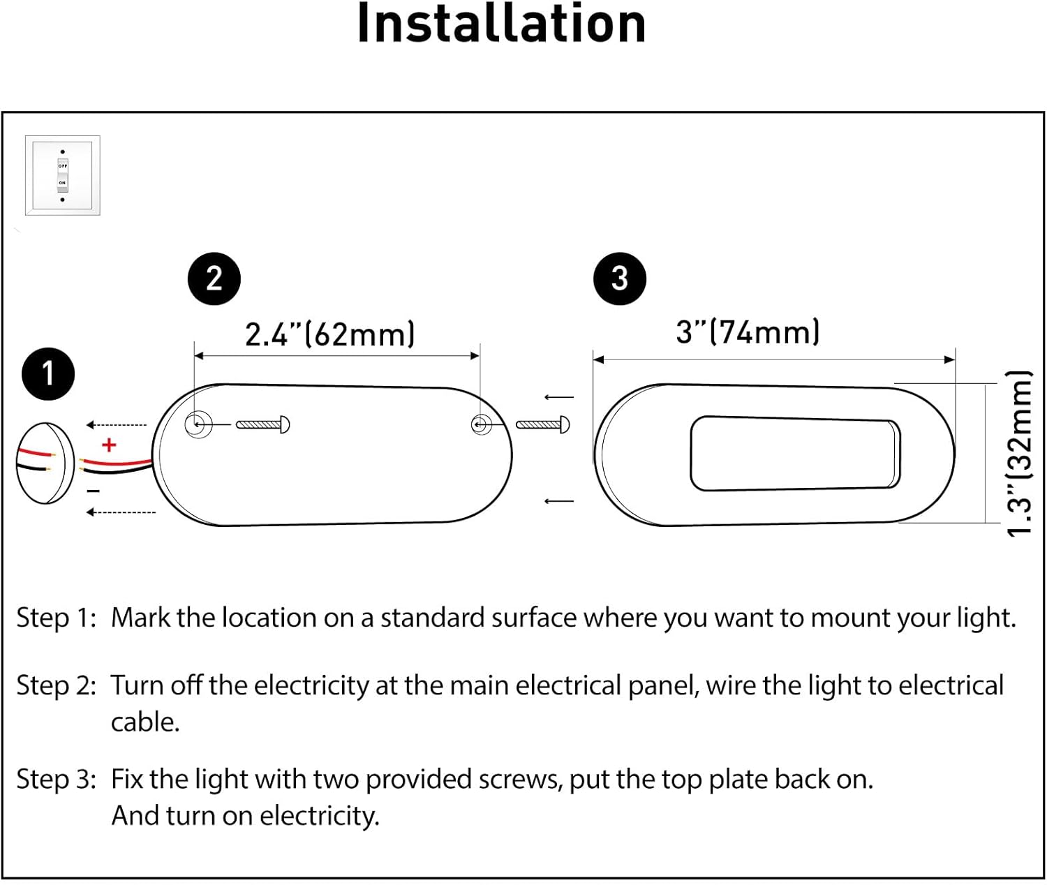 Dream Lighting 12V DC LED Courtesy Light Oblong Step Stairway Deck Accent Cabin Floor Lamp for Interior Extrior Marine Motorhome Caravan RV Boat Surface Mounting Cool White Waterproof image number 1