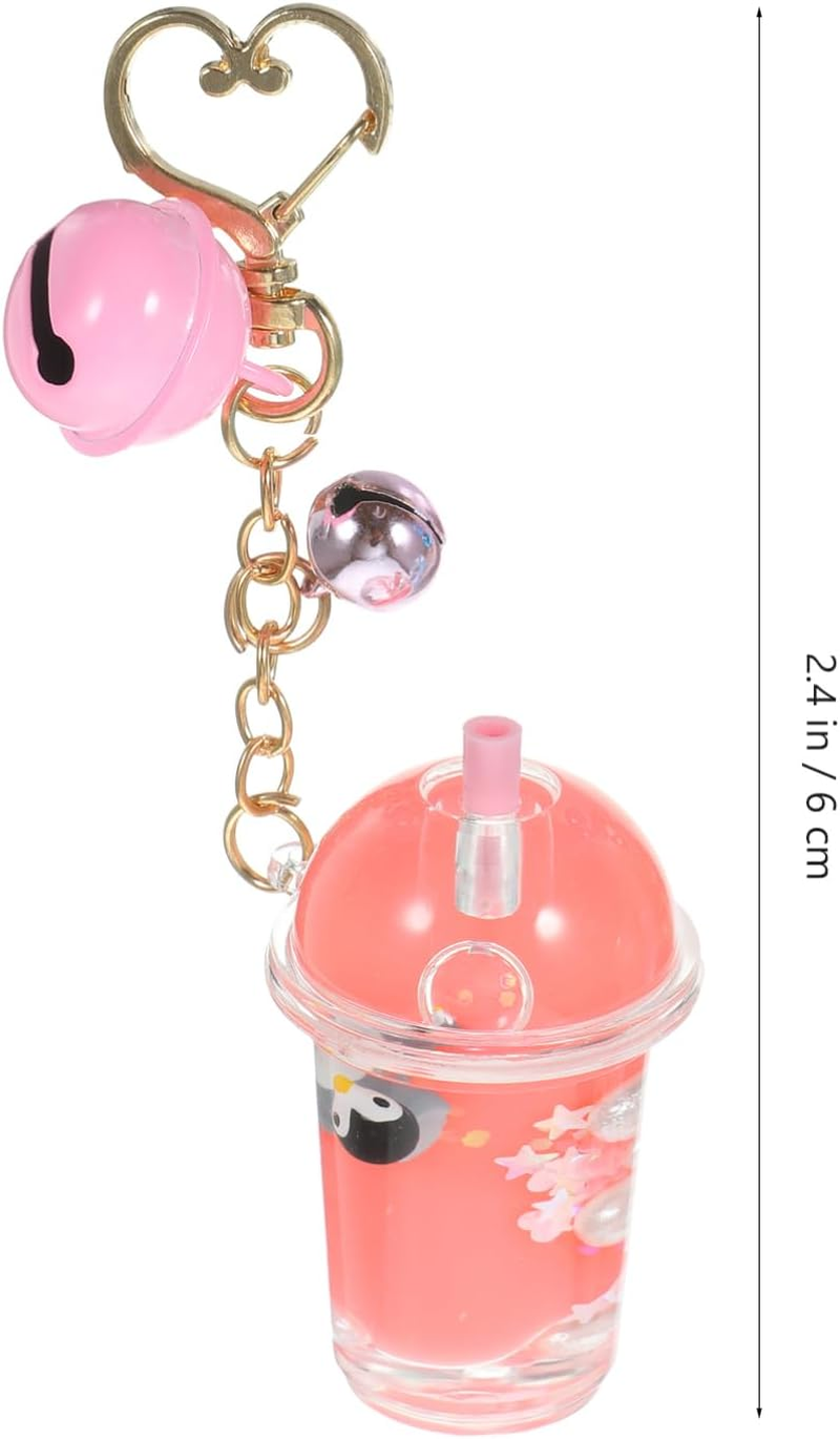 Abaodam 2Pcs Milk Tea Cup Keychain Bell Key Rings Keyrings Bag Ornaments for Keys Charm Milk Bottle Keychain image number 6
