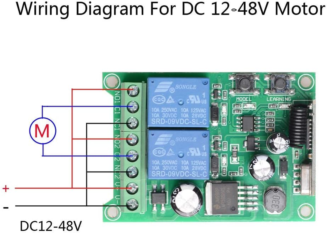 DC 12V Universal Wireless Remote Control Switch 433Mhz 2CH 10A Relay Receiver Module with 2 Channel Remote Transmitter DC 24V 36V 48V Wireless Switch for Various Wireless Controls image number 6