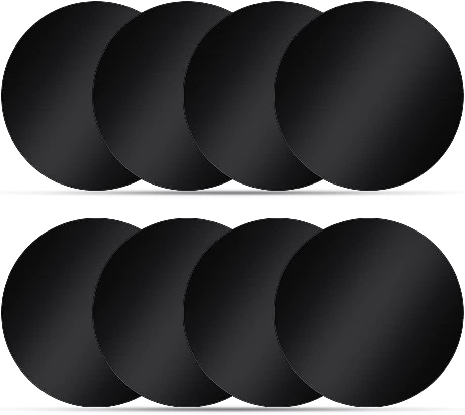 [8 Pack] Magnetic Car Mount Holder Metal Plates, TIQUS 40Mm round Black Universal Replacement Mount Metal Plate Kit with Adhesive for Magnetic Car Mount Cell Phone Holder