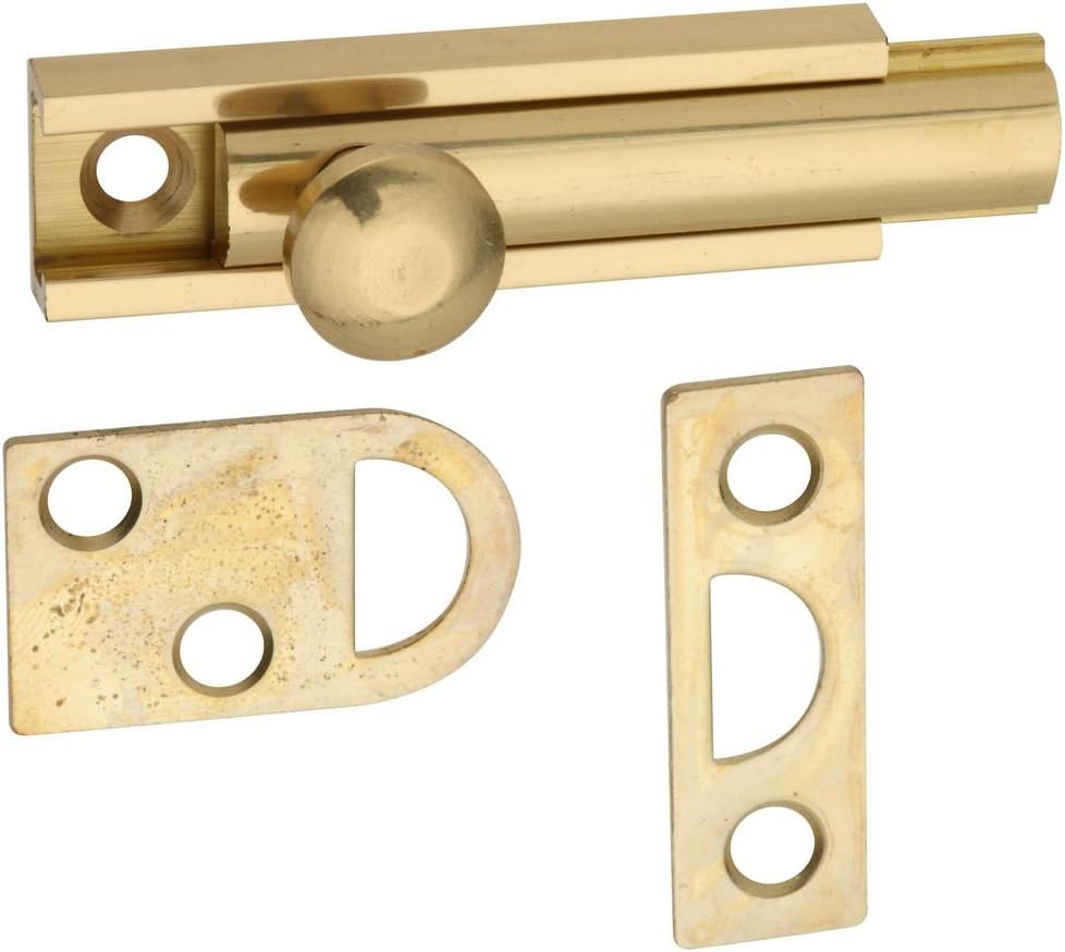 National Hardware V1922 3" Surface Bolt - Solid Brass in Solid Brass image number 3