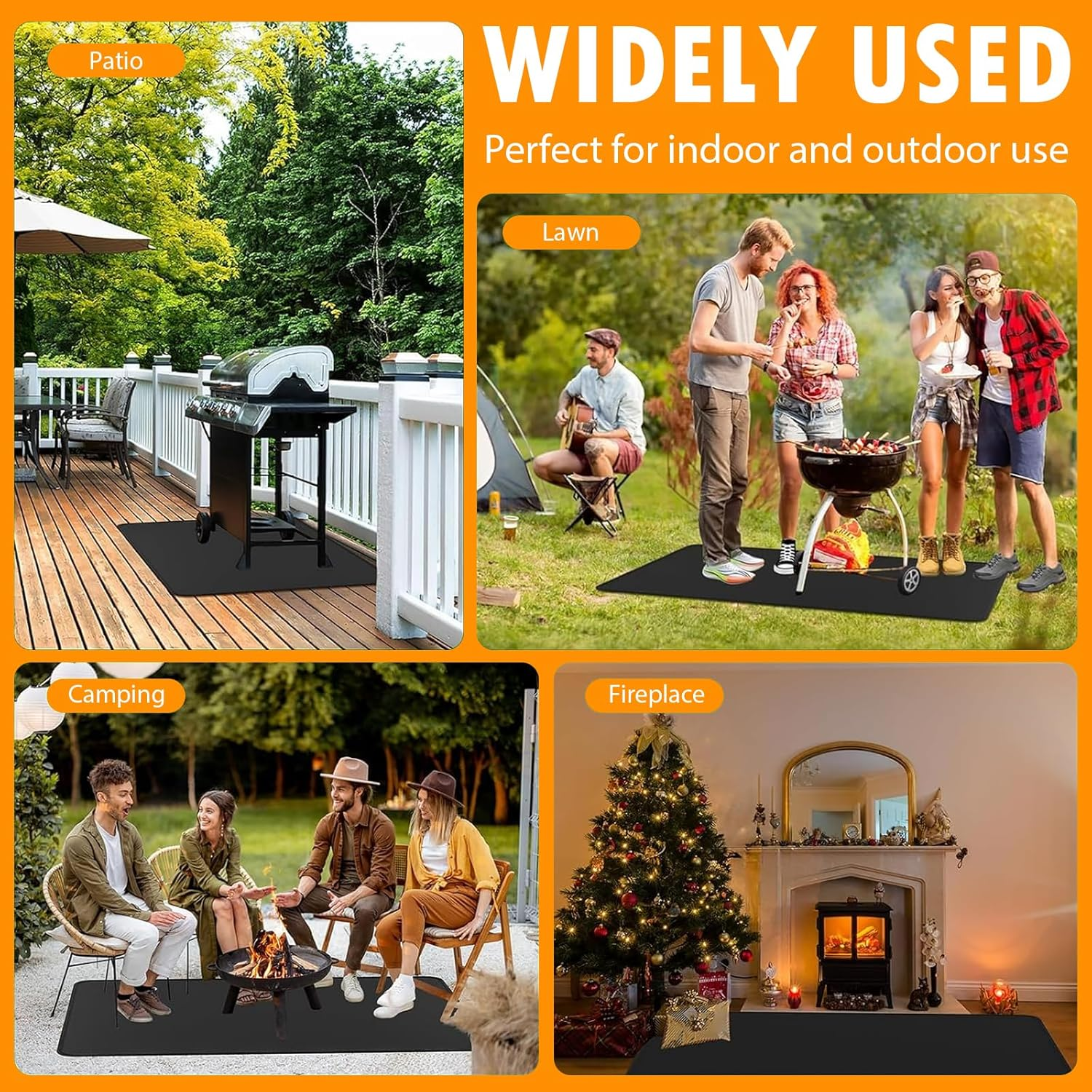 Large under Grill Mat, Double-Sided Fireproof BBQ Mat for Outdoor Charcoal, Flat Top, Smokers, Gas Grills, Oil-Proof Waterproof BBQ Protective Mats for Decks and Patios, 122 * 76 Cm image number 5