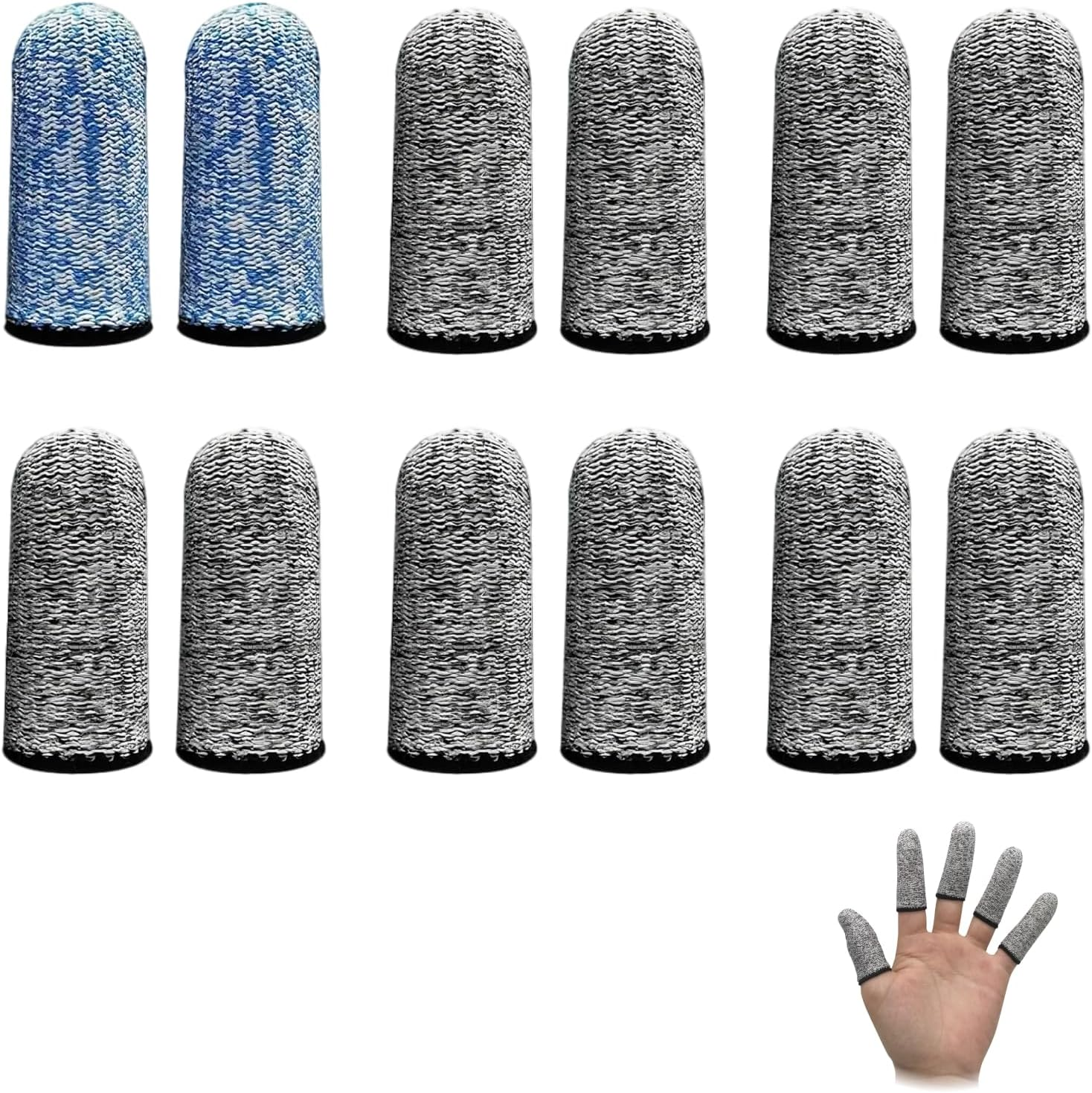 12 PCS Cut Resistant Finger Cots Reusable Finger Protectors for Kitchen, Work, Sculpture, and DIY Projects Anti-Slip, Breathable, and Comfortable Finger Sleeve Protectors for Enhanced Safety image number 1