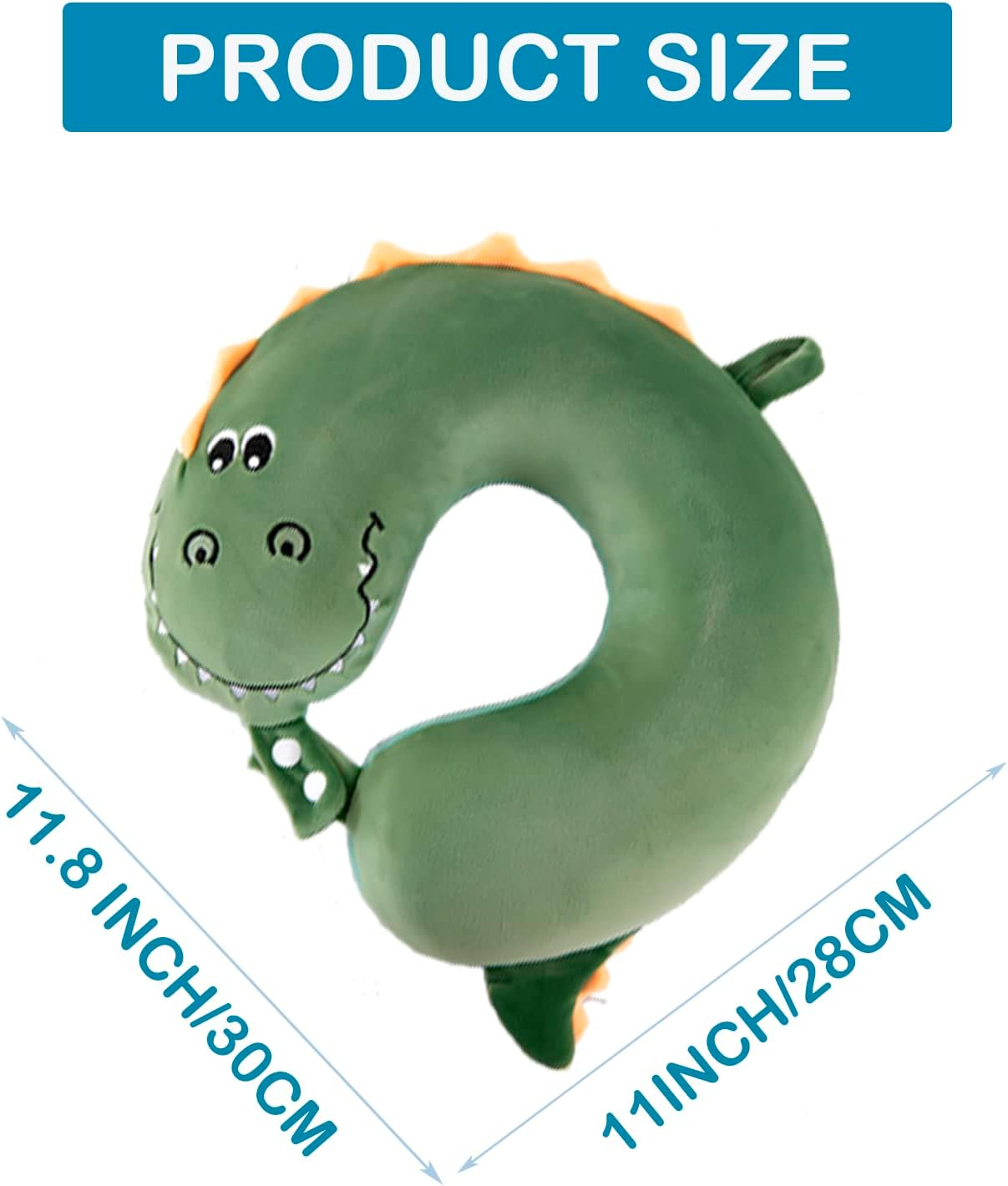 Kids Neck Pillow for Traveling, Upgraded Cartoon Cute Travel Neck Pillow for Kids Boys & Girls, Airplane Memory Foam Travel Pillow for Flight Headrest Sleep, Portable Plane Accessories (Crocodile) image number 2