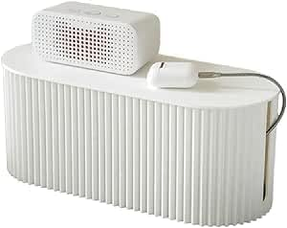 Cable Management Box |,Cord Organizer Box with Lid, Power Strip Storage Box for Desk Cable Organizer for Computers (Deep White)