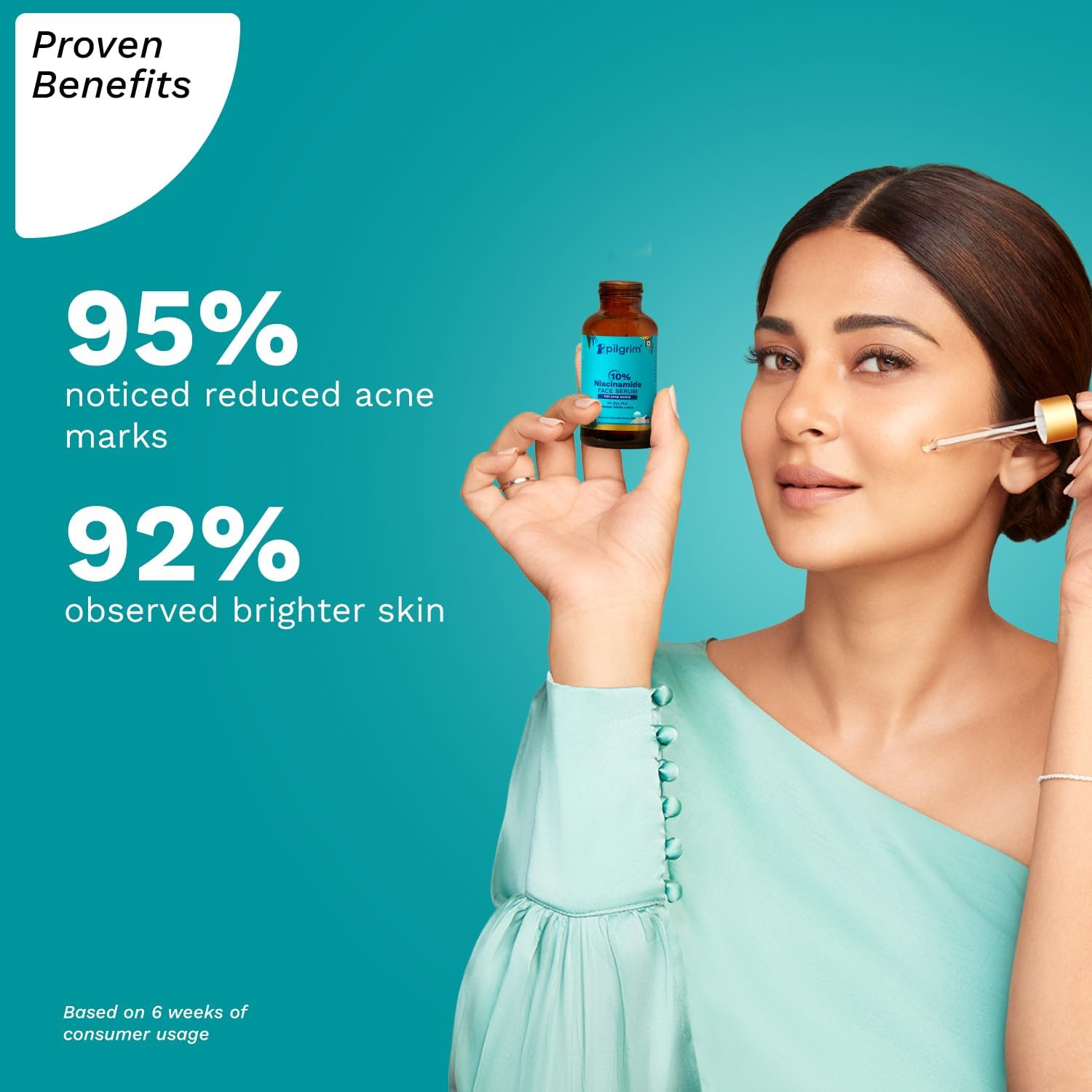 Pilgrim 10% Niacinamide Face Serum for Acne Marks for Unisex 30Ml Blue image number 4