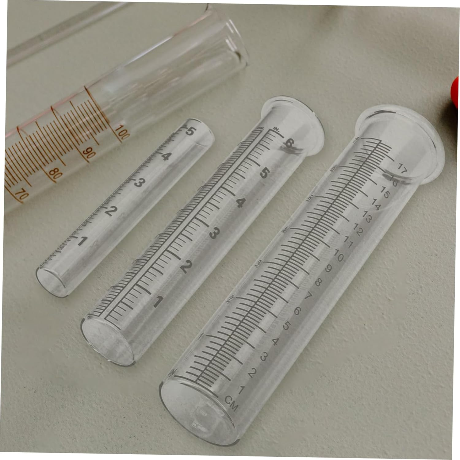 Outanaya 3Pcs Glass Rain Gauge Tubes Accurate Clear Scale Rainfall Measuring Cylinders Outdoor Garden Tool Practical Transparent Rainfall Gauge image number 3