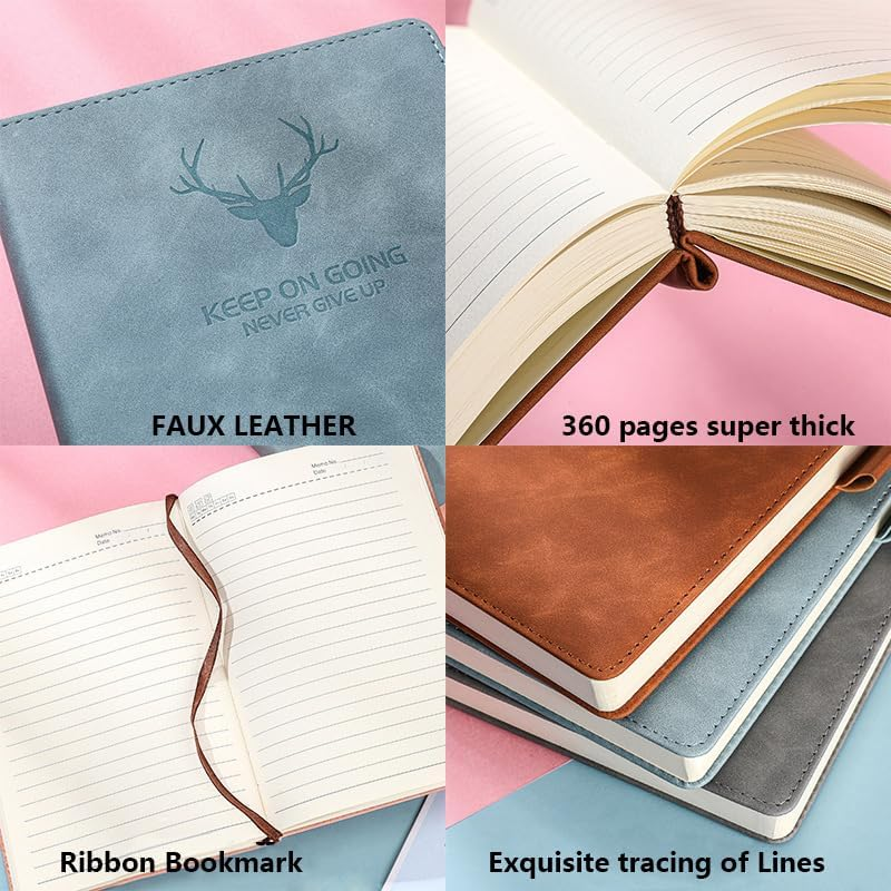 Mumoo Bear A5 Ruled Notebook Journal 180 Sheet/360 Page with Pen Loop, Hardcover Writing Notebooks, Perfect for Office Home School Business Writing and Composition (Light Blue) image number 1