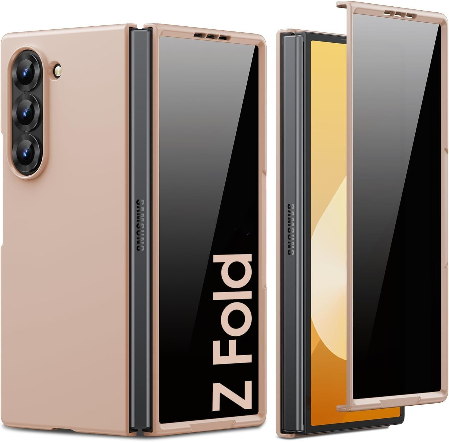 ELEPIK for Samsung Z Fold 4 Case, [Built-In Privacy Screen Protector] [Hinge Protection] [Wireless Charging] Military Grade Protection Slim Stylish Phone Case for Samsung Galaxy Z Fold 4 5G, Black