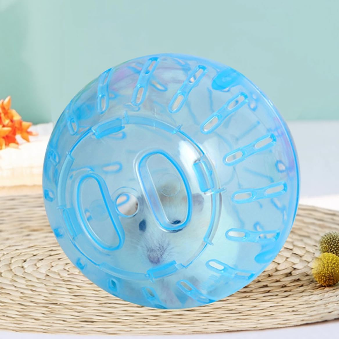 2 Pcs Hamster Balls Hamster Ball Transparent Dwarf Hamster Exercise Balls Running Wheel Gerbil Toys, Small Animal Exercise Wheels (Blue and Pink) image number 5