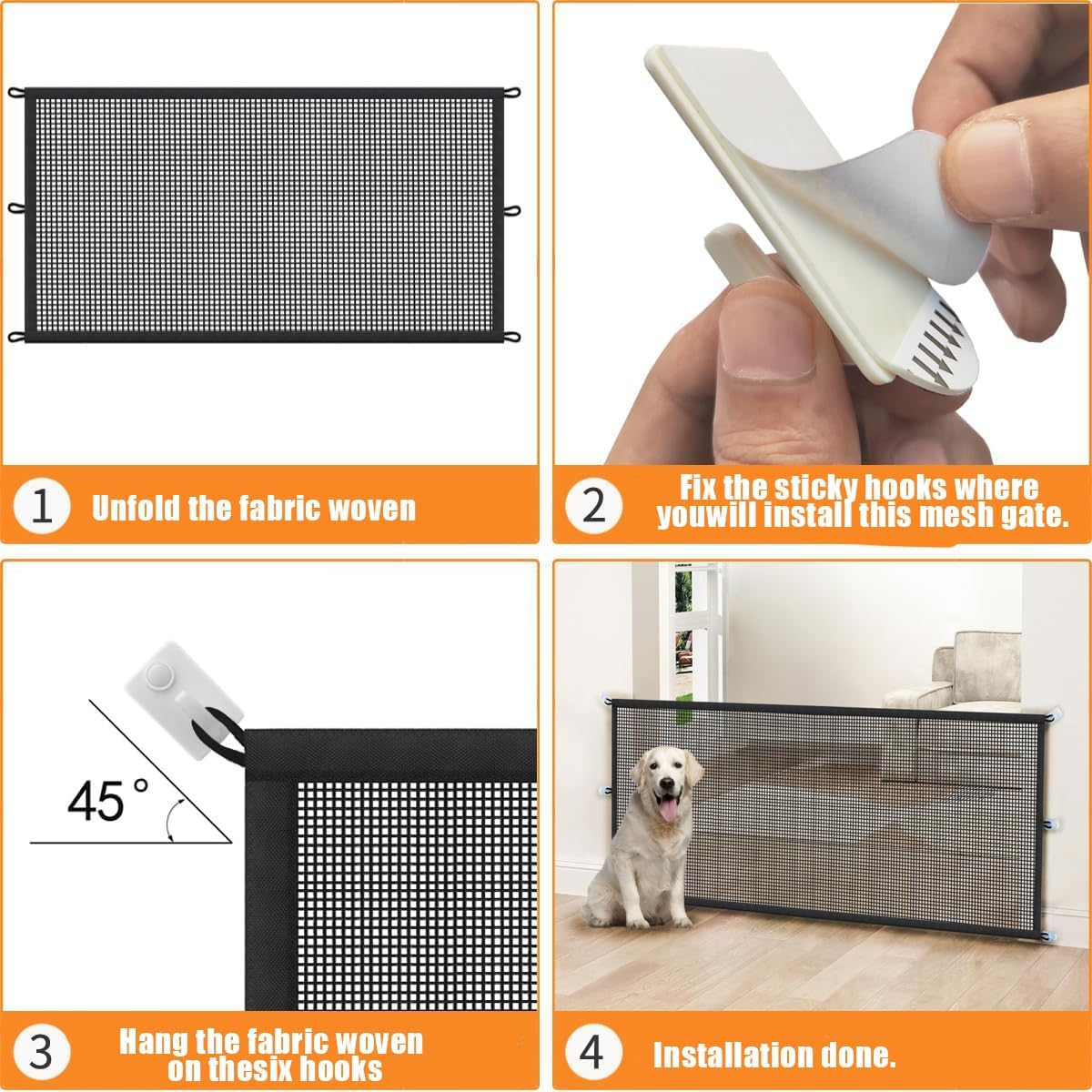 WEZCHUGHAOL Punch-Free Pet Gate for Puppies & Dogs - Adjustable No Drill Safety Barrier for Doorways, Stairs, Hallway - Indoor/Outdoor Portable Dog Fence (180Cm (71") X 72Cm (28")) image number 1