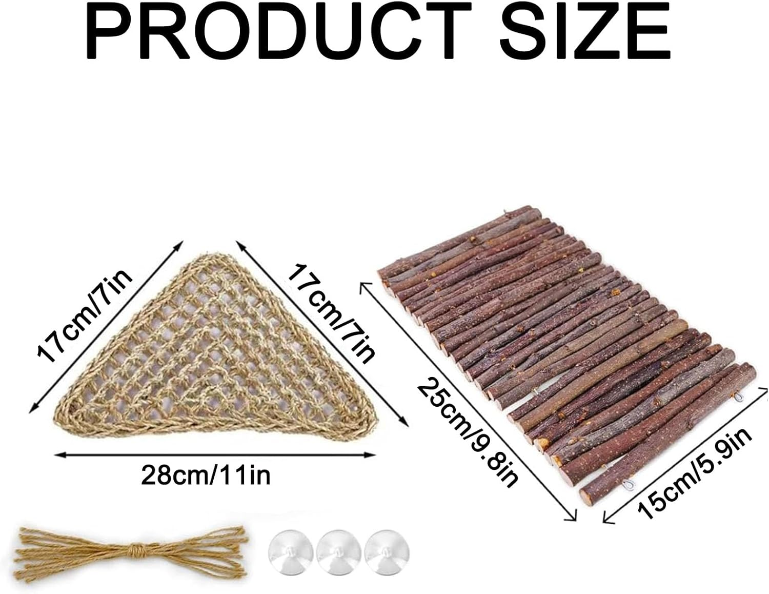 Reptile Tank Accessories Set - Climbing Hammock, Wood Hideout for Bearded Dragon, Leopard Gecko, Hermit Crab & Snake Habitat Decor