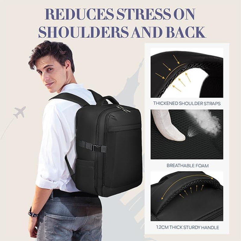 Yankony Cabin Bags Underseat Cabin Bag, Small Travel Backpack Cabin Size Carry on Bag for Airplanes Multiple Pockets Comfort Airback Backpack Cabin Size for Men and Women image number 6