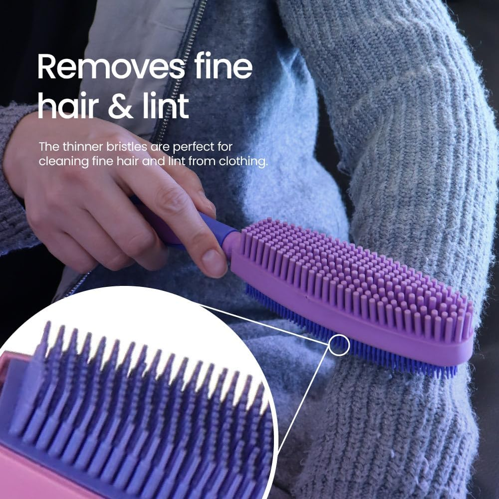 White Magic Pet Hair Brush Duo &ndash; Dual-Sided Bristles for Pet Fur, Lint & Dust Removal, Natural Rubber, Eco-Friendly, Multi-Surface Cleaner for Furniture, Clothing, Cars, & More, 27X5X5Cm image number 4