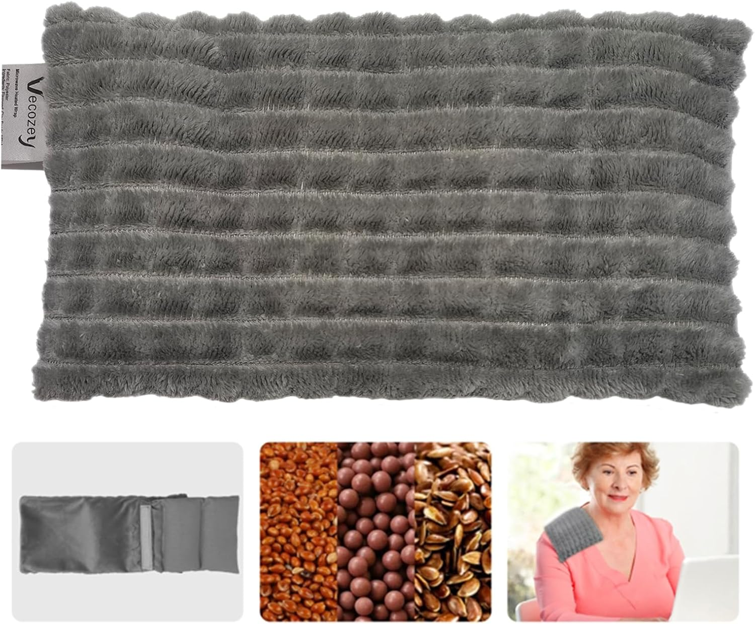 Vecozey Microwavable Heat Pack for Pain Relief with Removable Cover 28 * 15.5Cm Microwave Heat Bag with Nature Moist Heat for Knee, Neck & Shoulder Discomfort Warm Compress image number 1