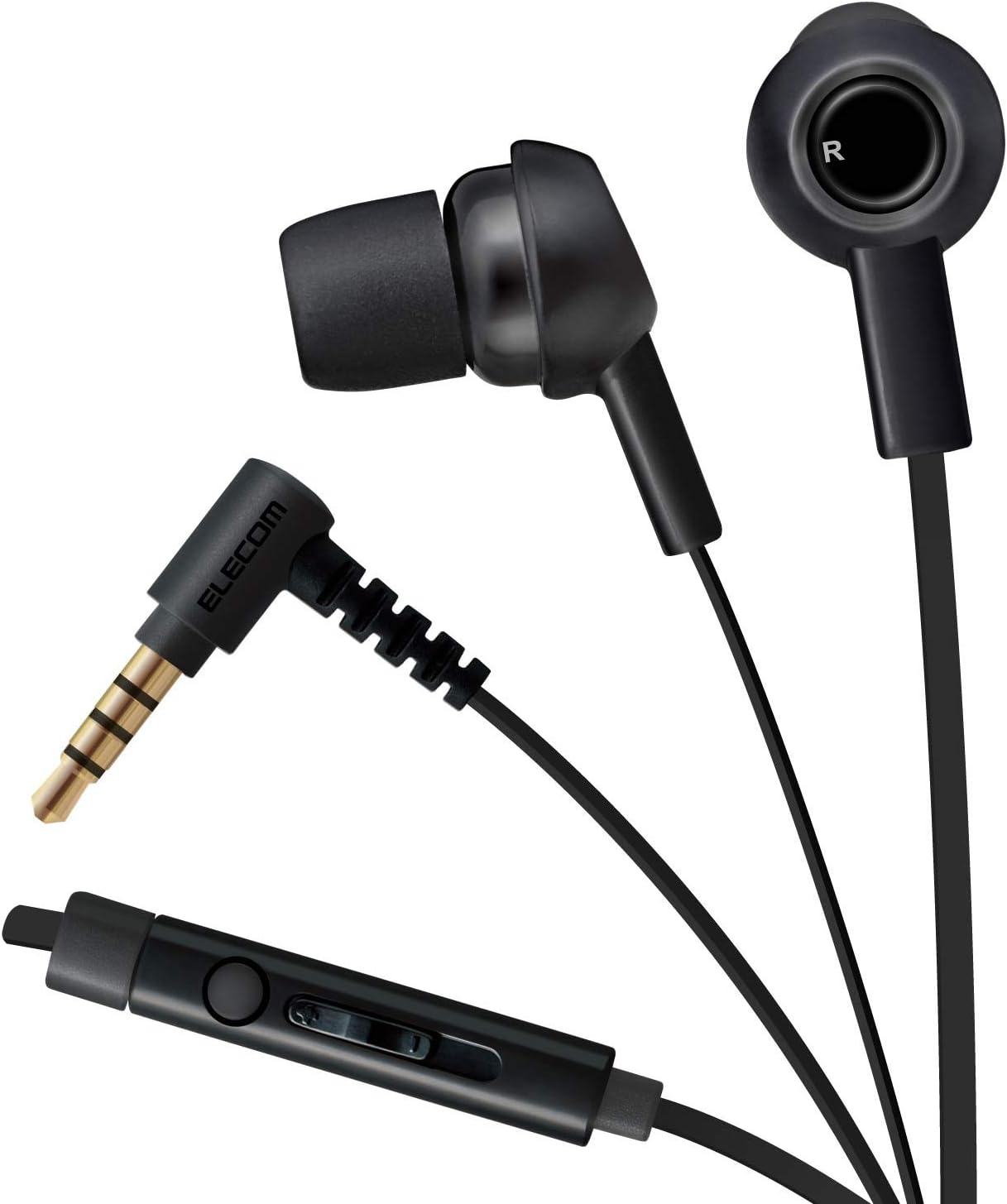 Elecom EHP-CS3520MWH Stereo Earphones with Microphone, Flat Cable to Prevent Tangling, 4.9 Ft (1.2 M) (Y Type), Compatible with Iphone/Smartphone, 0.1 Inch (3.5 Mm) 4 Poles, White