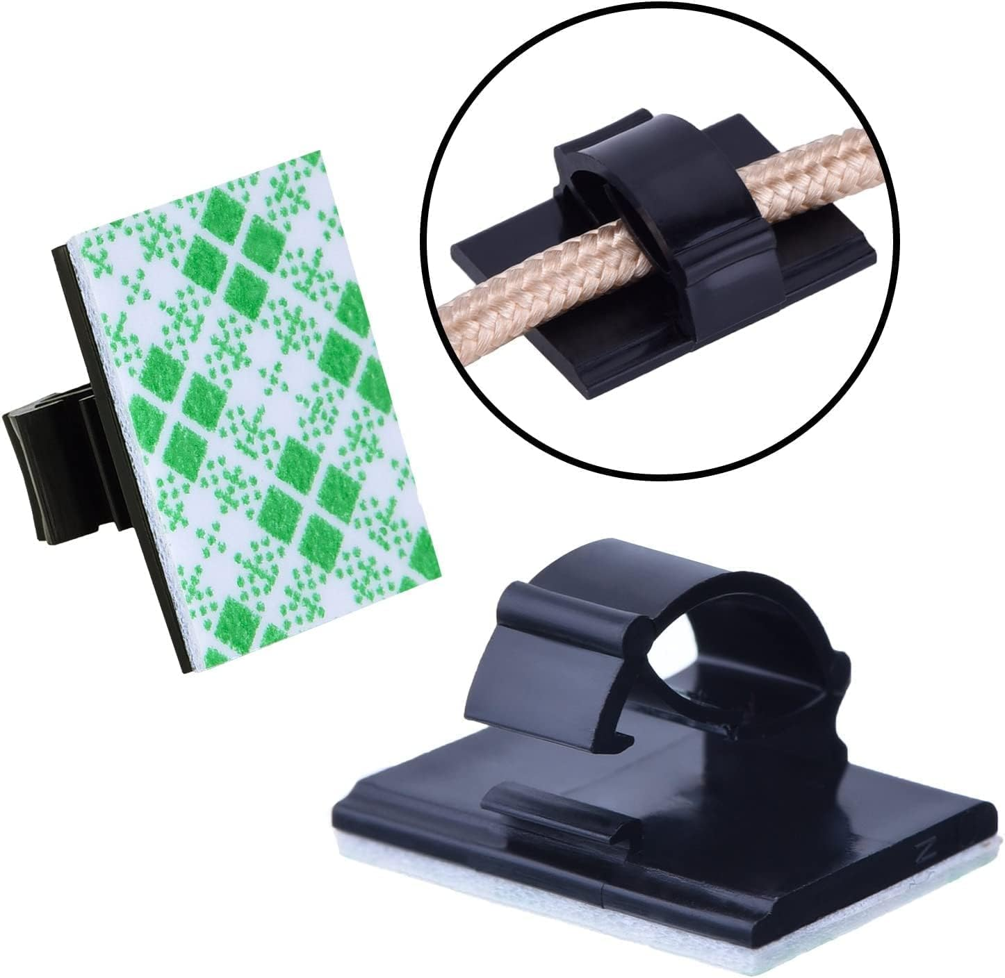 Adhesive Cable Clips, 100 Pieces Cable Clip, Cord Holder, Strong Back-Glue Self Adhesive Wire Clips Cable Wire Management Wire Cable Holder Clamps Cable Tie Holder for Car, Office and Home image number 6