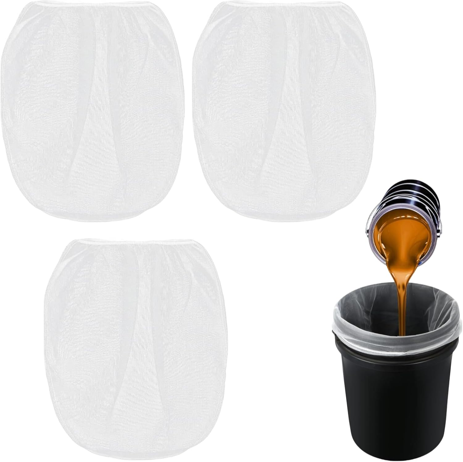 Fenglin-Joy Paint Strainer Bags, Pack of 3, 5 Gallon Colour Strainer, White, Fine Mesh Bucket Strainer with Elastic for Hydroponics, Painting, Gardening, Colour Garden Grain, 48 X 54 Cm image number 4