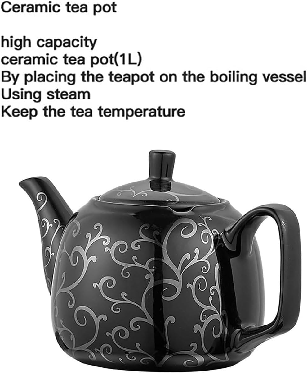 Electric Turkish Tea Maker, 3L Stainless Steel Teapot, 1L Ceramic Teapot, Electric Turkish Samovar with Keep Warm Function, for Coffee, Scented Tea, Turkish Tea(Black)