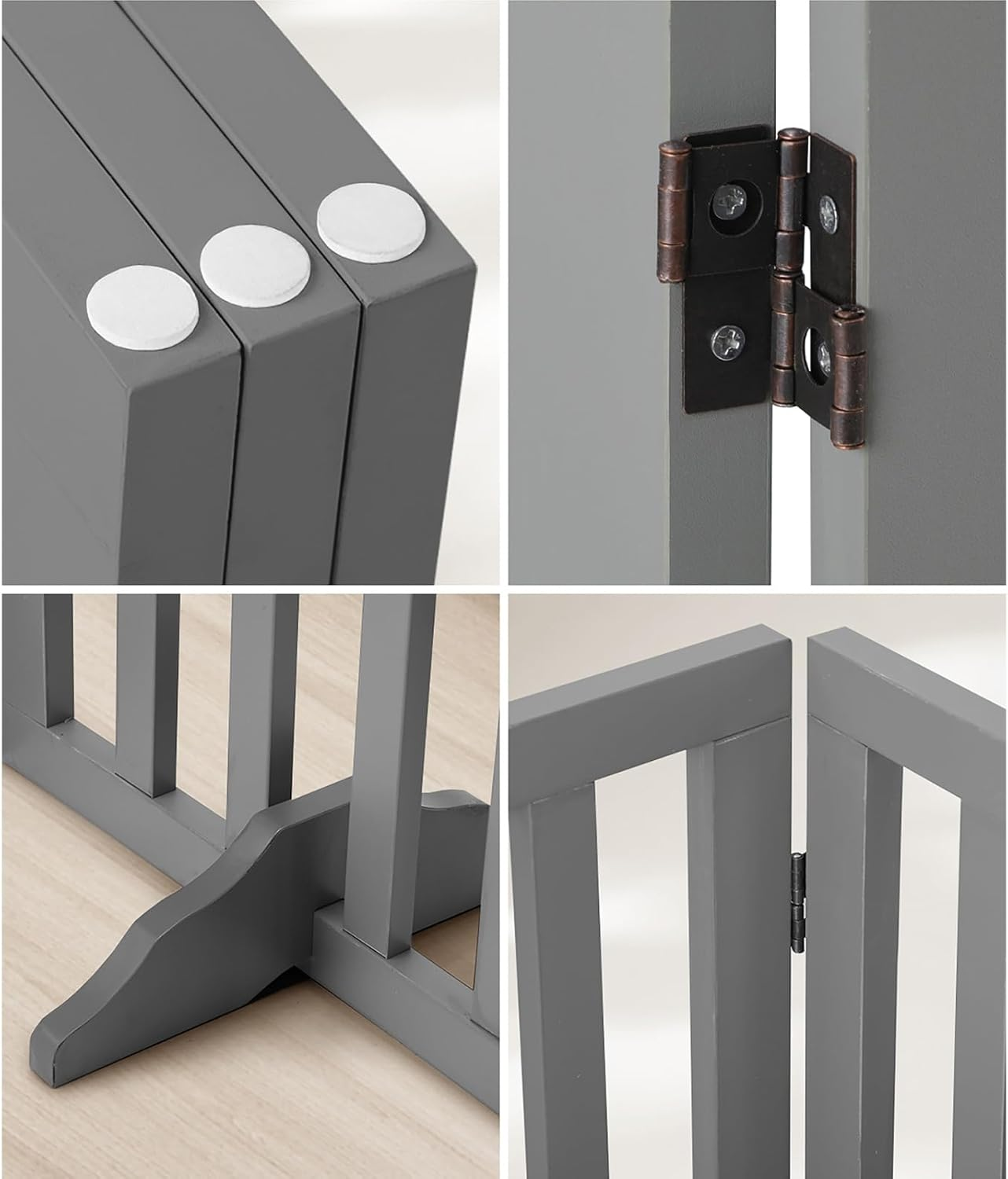 Dog Gate with Support Leg Pet Gate Fence 142 X 60.5 X 2Cm Grey image number 4