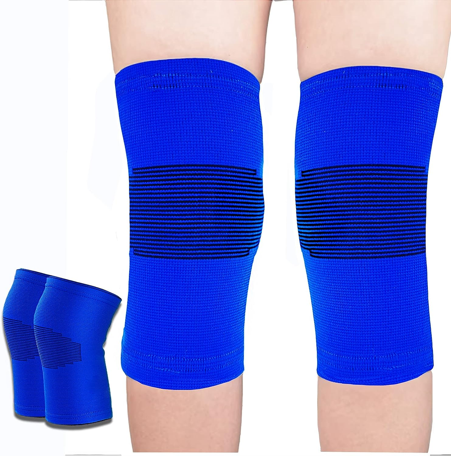 2Pcs Kids Knee Sleeve,Knee Brace Children,Fully Wrapped Non-Slip Elastic Basketball Knee Pad,Knitting Compression Knee Sleeves Children Knee Protector Cover for Volleyball Running Football Cycling image number 3