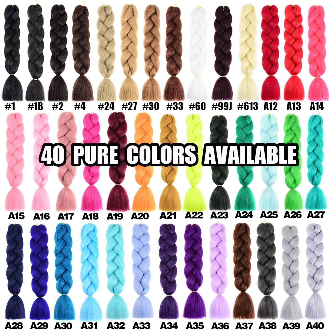 Kanekalon Jumbo Braids Hair Extensions Synthetic Fiber for DIY Box Braiding Hair 3 Packs 61 CM 24 Inch A35 Purple Color image number 2