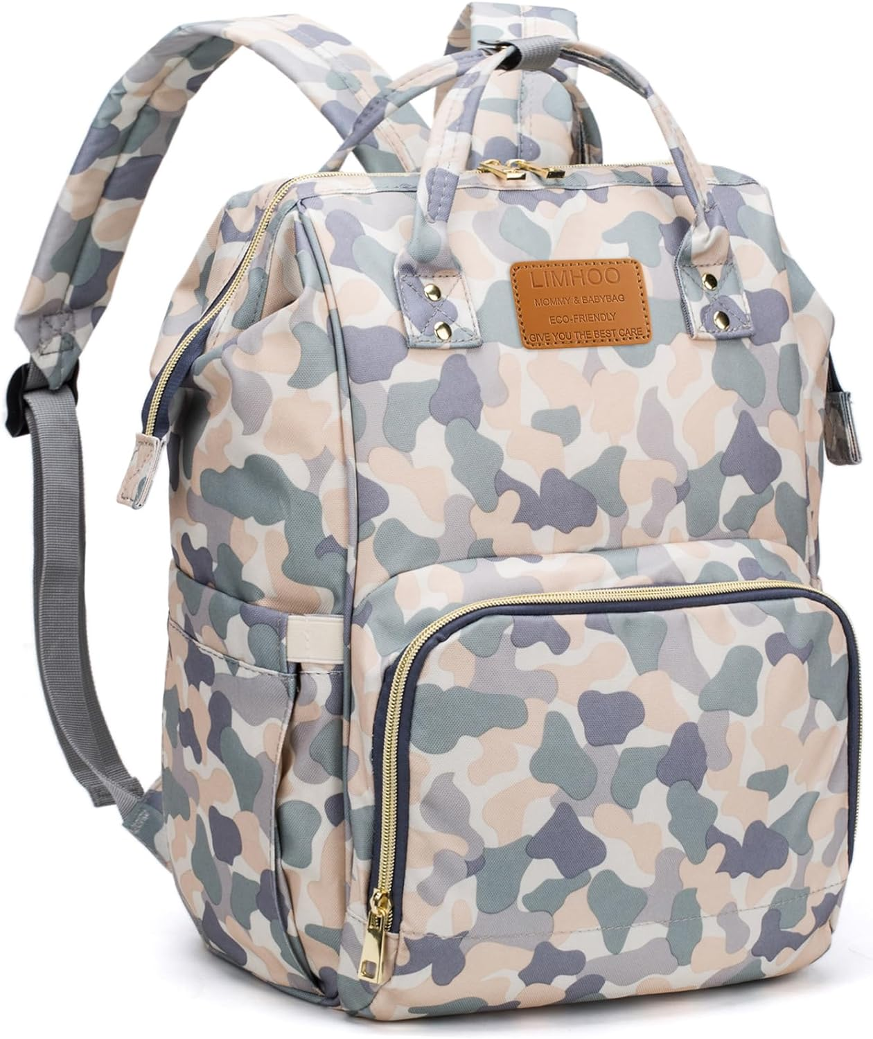 Limhoo Diaper Bag Backpack for Men Dad, Waterproof Large Canvas Camo Nappy Bags, Baby Care Bag