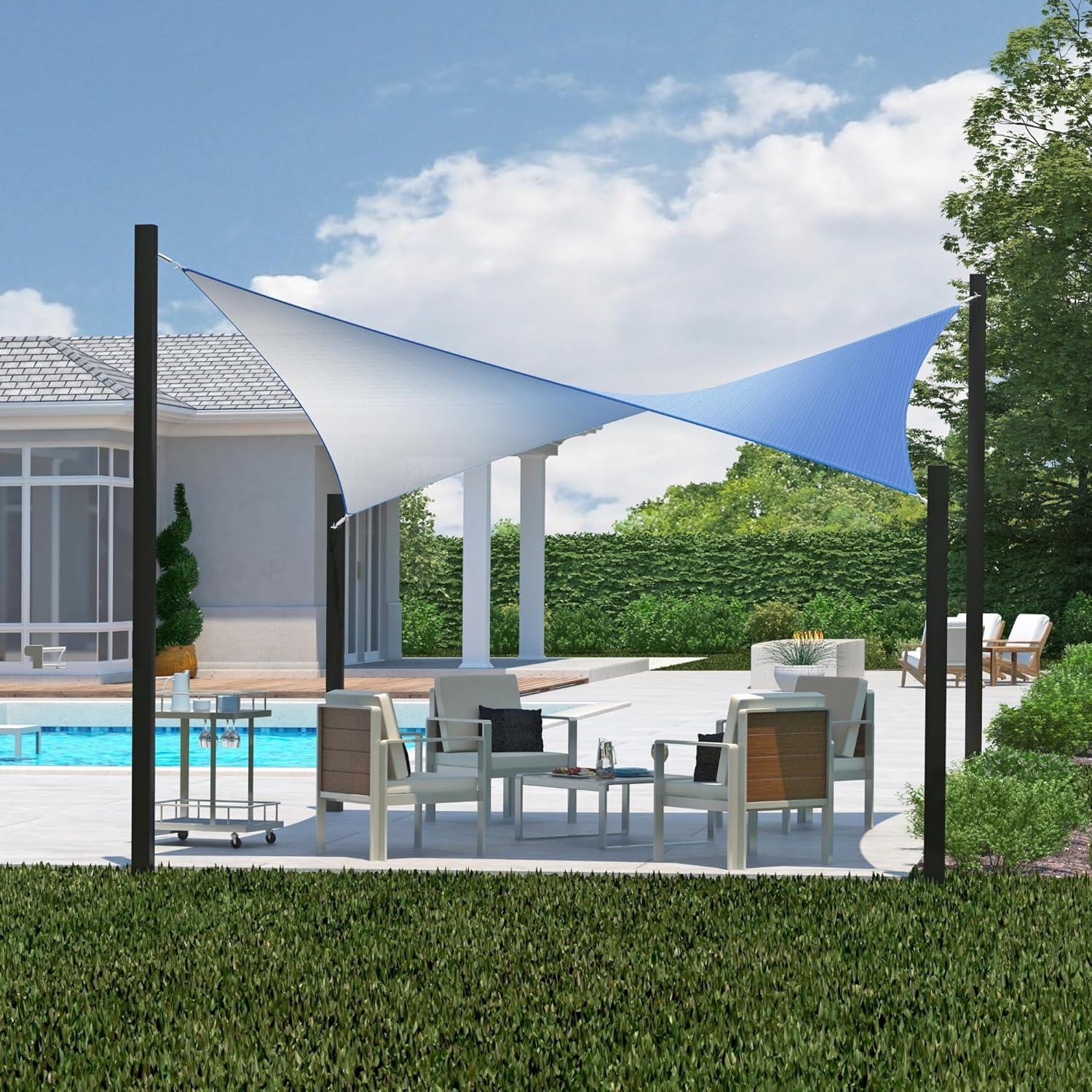 Coolaroo 95% UV Block Dualshade Iridescent Outdoor Sun Shade Sail with Hardware Kit for Patio, Garden, Pool and Backyard 12' Square, Maldives