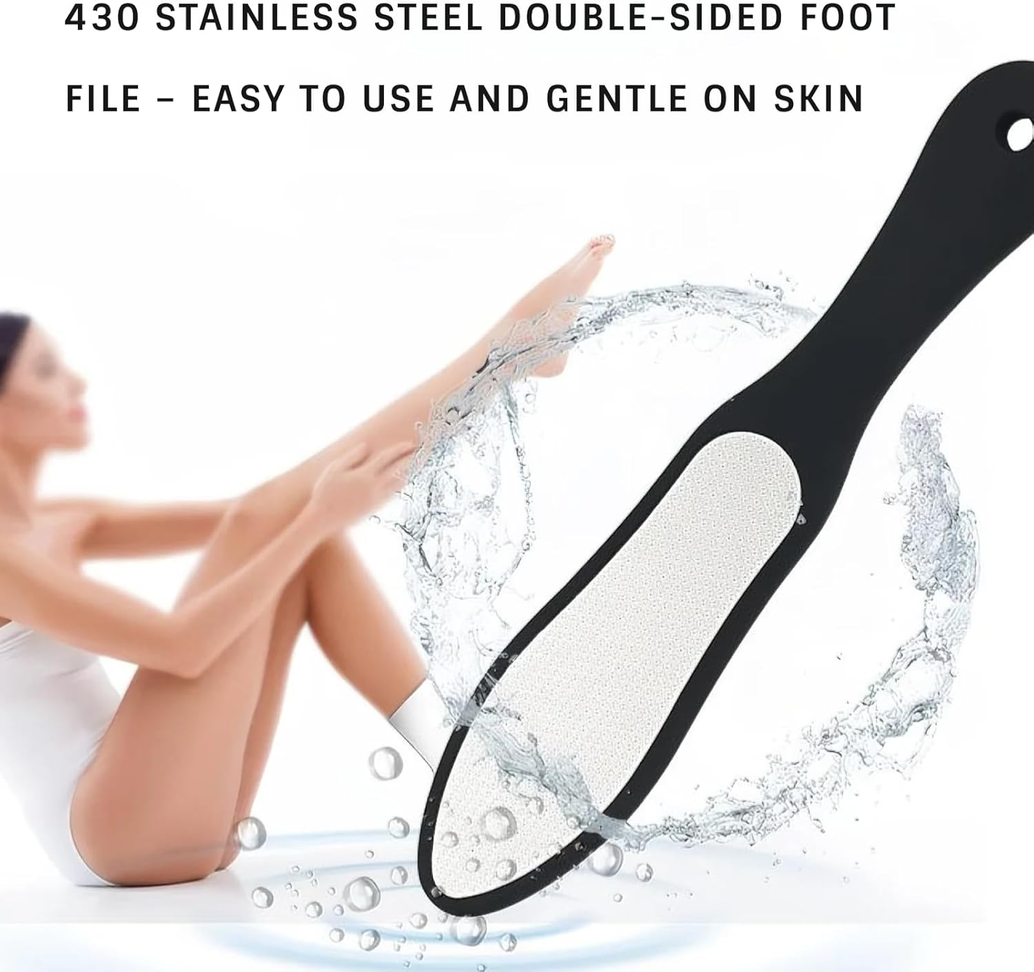 Foot File Callus Remover, Double-Sided Stainless Steel Heel Scraper and Glass Foot File for Dead Skin, Corn, Cracked Heels, and Foot Scrubber, Effective Callus Remover for Feet