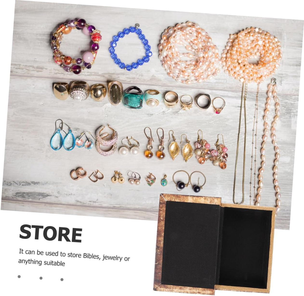 GARVALON Vintage Book Shaped Key Storage Box European Style Simulation Book Ornament Decorative Keepsake Organizer for Jewelry and Items for Home image number 3