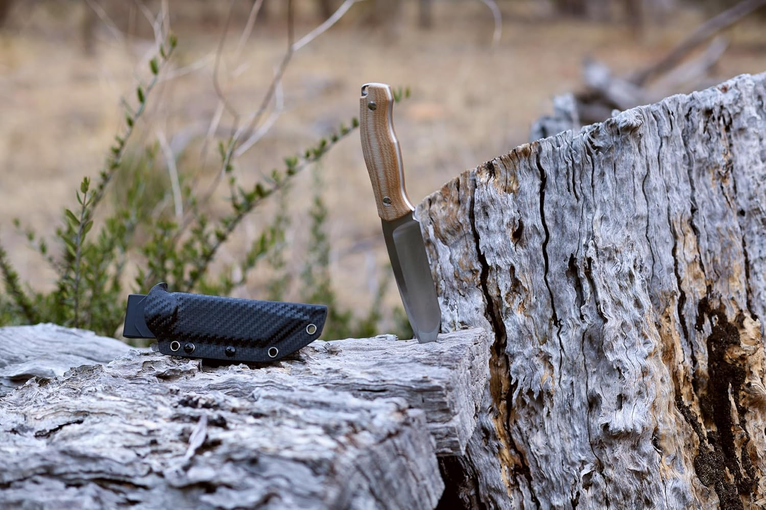 Wilora Crest Drop Point Knife &ndash; Full Tang Fixed Blade with Kydex Sheath and Linen Micarta Handle &ndash; Outdoor Survival, Bushcraft & EDC Knife image number 6