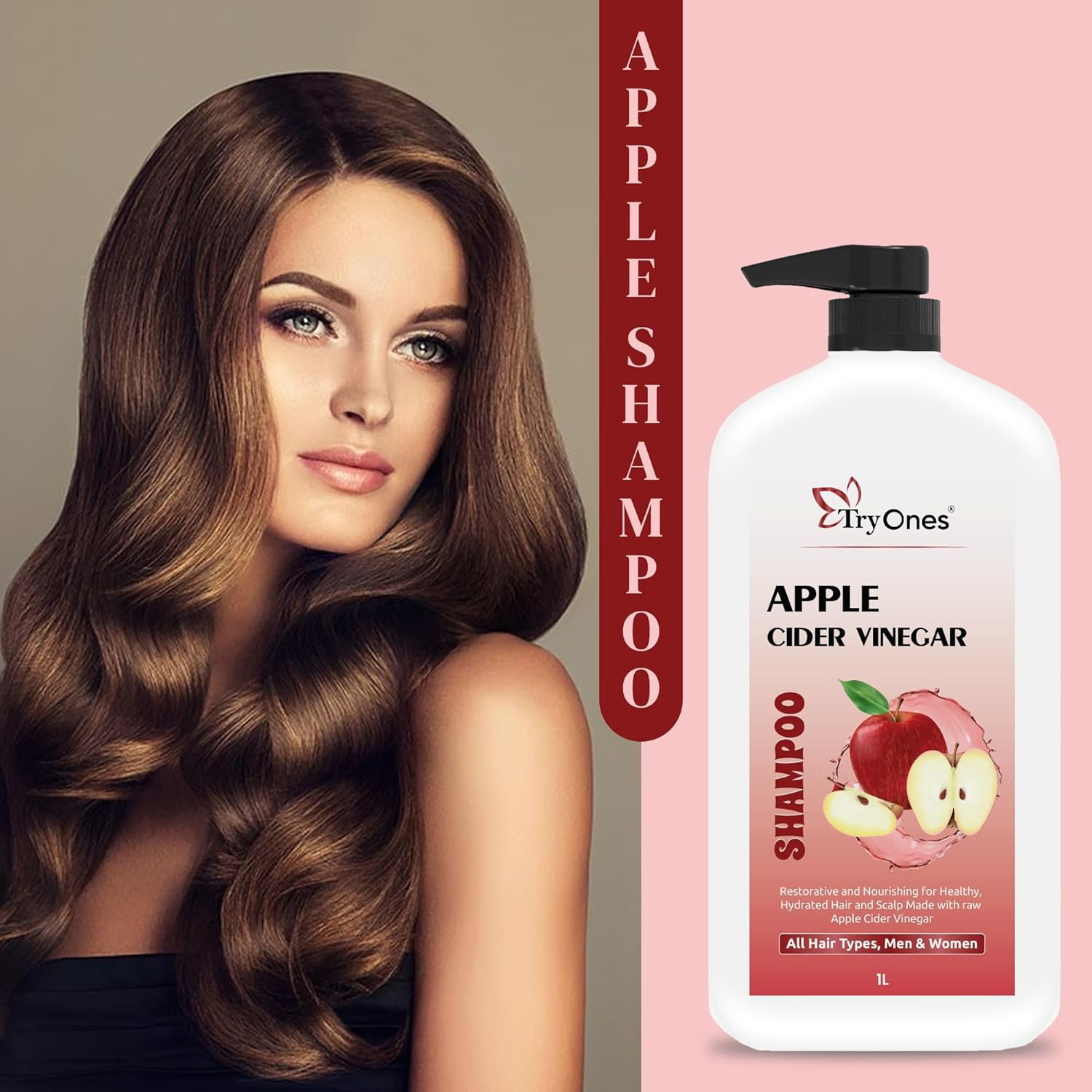 Tryones Apple Cider Vinegar Shampoo with Natural Ingredients Frizz, Scalp Nourishment Shampoo for Hair Fall | No Sulphate No Paraben | for Men & Women &ndash; 1000Ml image number 4