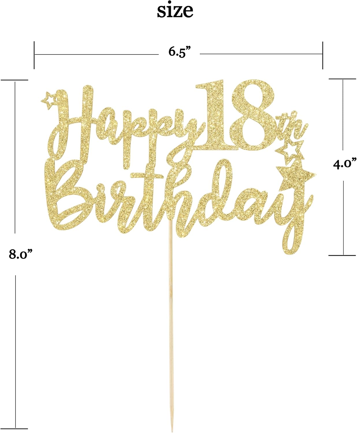 LOVENJOY Happy 18Th Birthday Cake Topper Gold Glitter Hello Sweet 18 Cake Decoration image number 6