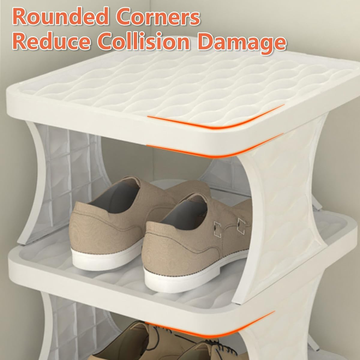 AIMALL Multi-Layer Folding Shoe Rack, Compact Narrow Design for Home Entrance, Dormitory, Corridor, with Stable Load Bearing, Easy Assembly, Blue/Orange/White image number 1