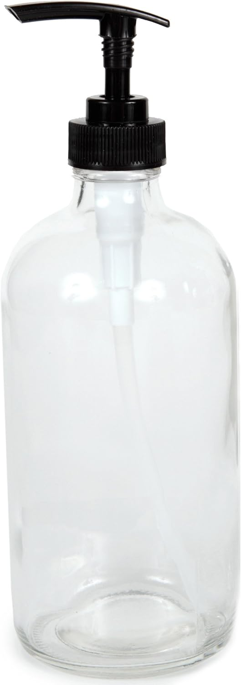 Vivaplex, 2, Large, 16 Oz, Empty, Clear Glass Bottles with Black Lotion Pumps