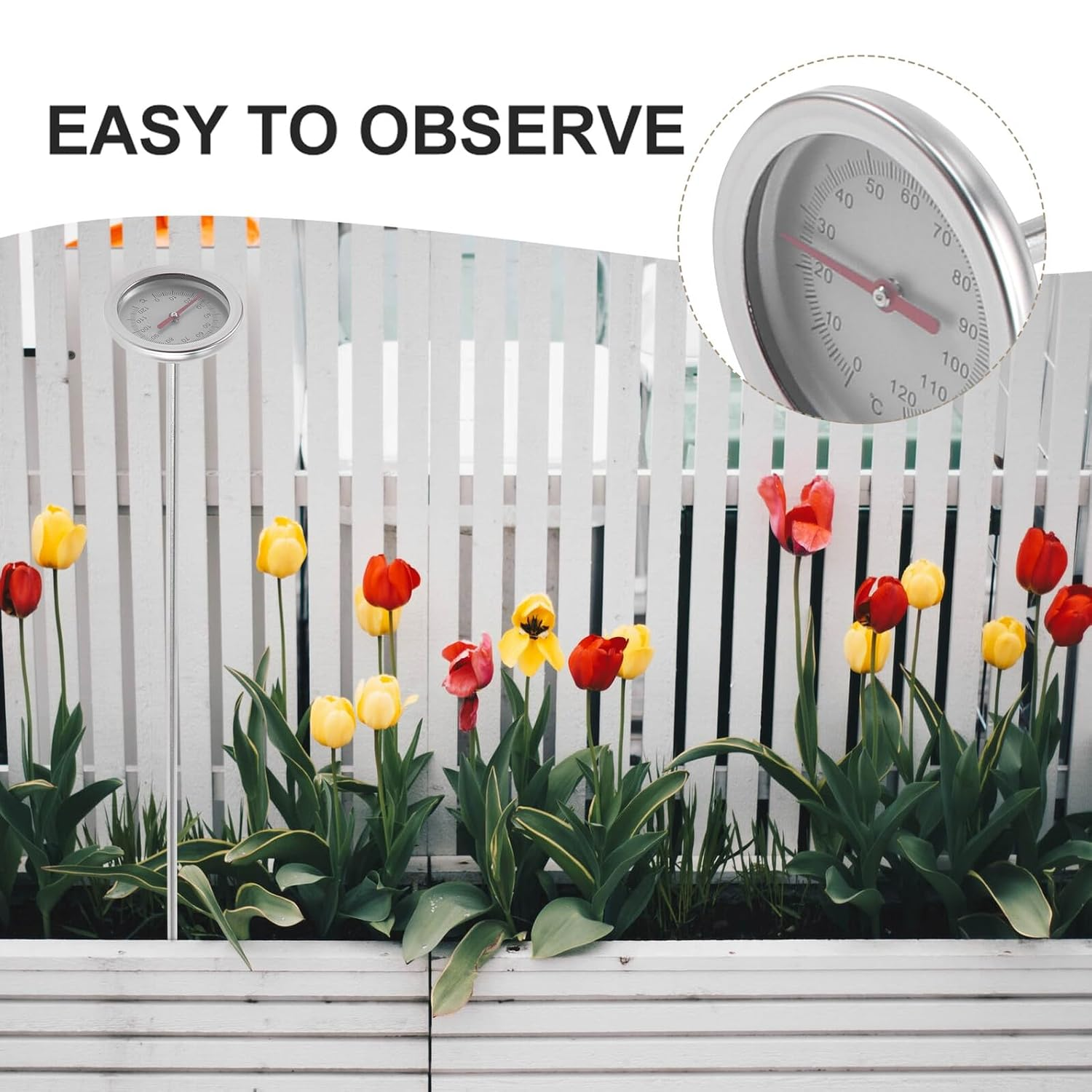 TEHAUX Stainless Steel Soil Thermometer Gardening Accessory Compost Temperature Detector for Precise Garden and Plant Moisture Measurement image number 5