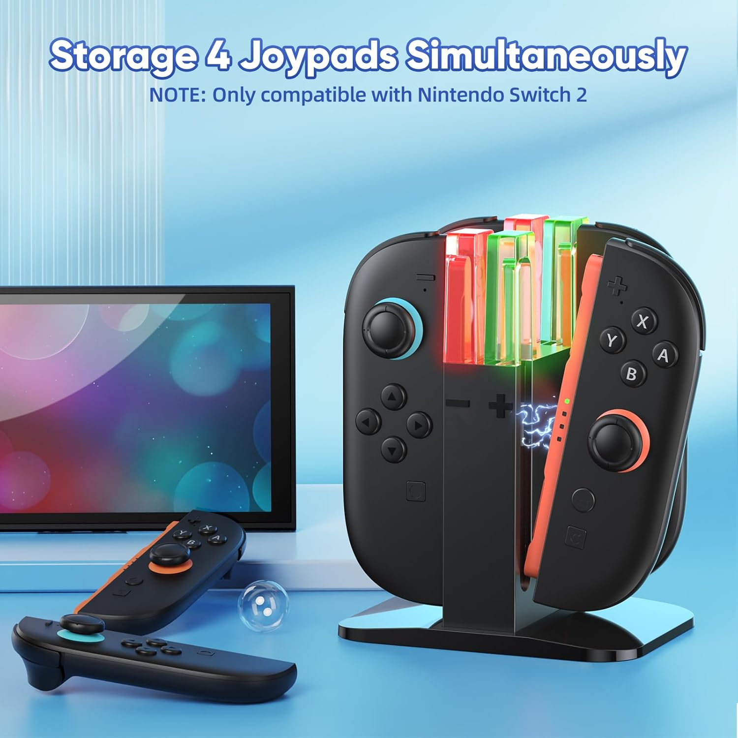 KINWIN Charging Dock for Nintendo Switch 2 (2025) Joy-Con Controllers, NS2 Joycons Charging Station with Lamppost LED Indication, Magnetic Charger Stand with a USB Type-C Charging Cable image number 6