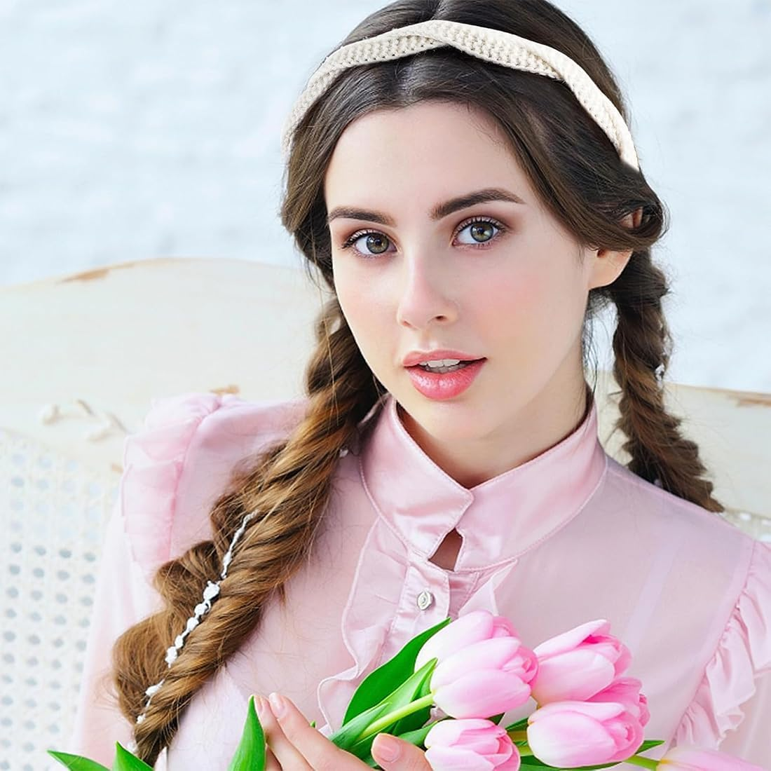 UEAVOID Pack of 2 Women'S Braided Headbands with Teeth Vintage Fashion Hair Accessories for Women Girls (2 Colours) image number 1