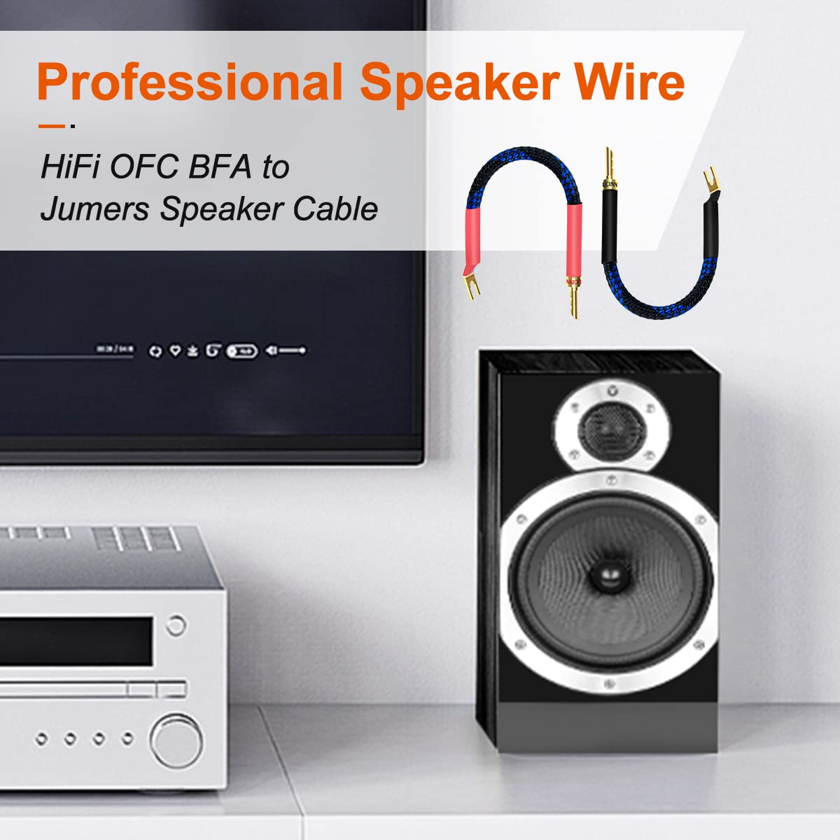 UCINNOVATE BFA Speaker Jumper Cables with Banana Plugs, 4 Pack 20Cm/7.8&rdquo; BFA to Y Plug Banana Bi-Wire Speaker Cable Bridge, 11AWG Hifi Speaker Jumper Cable with Gold Plated Spade for Home Theater image number 5