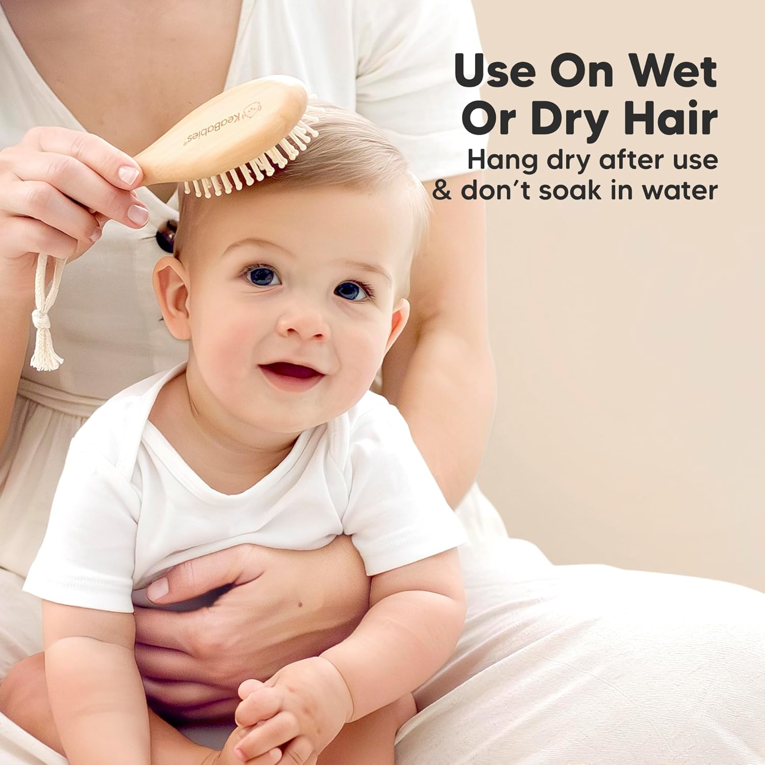 Baby Hair Brush Set for Newborns - Soft Goat Bristle Wooden Baby Brush and Comb Set Newborn Grooming Kit for Cradle Cap, Durable & Gentle, Boy, Girl Infant Essentials Care Kit (Oval, Walnut) - Frost image number 3