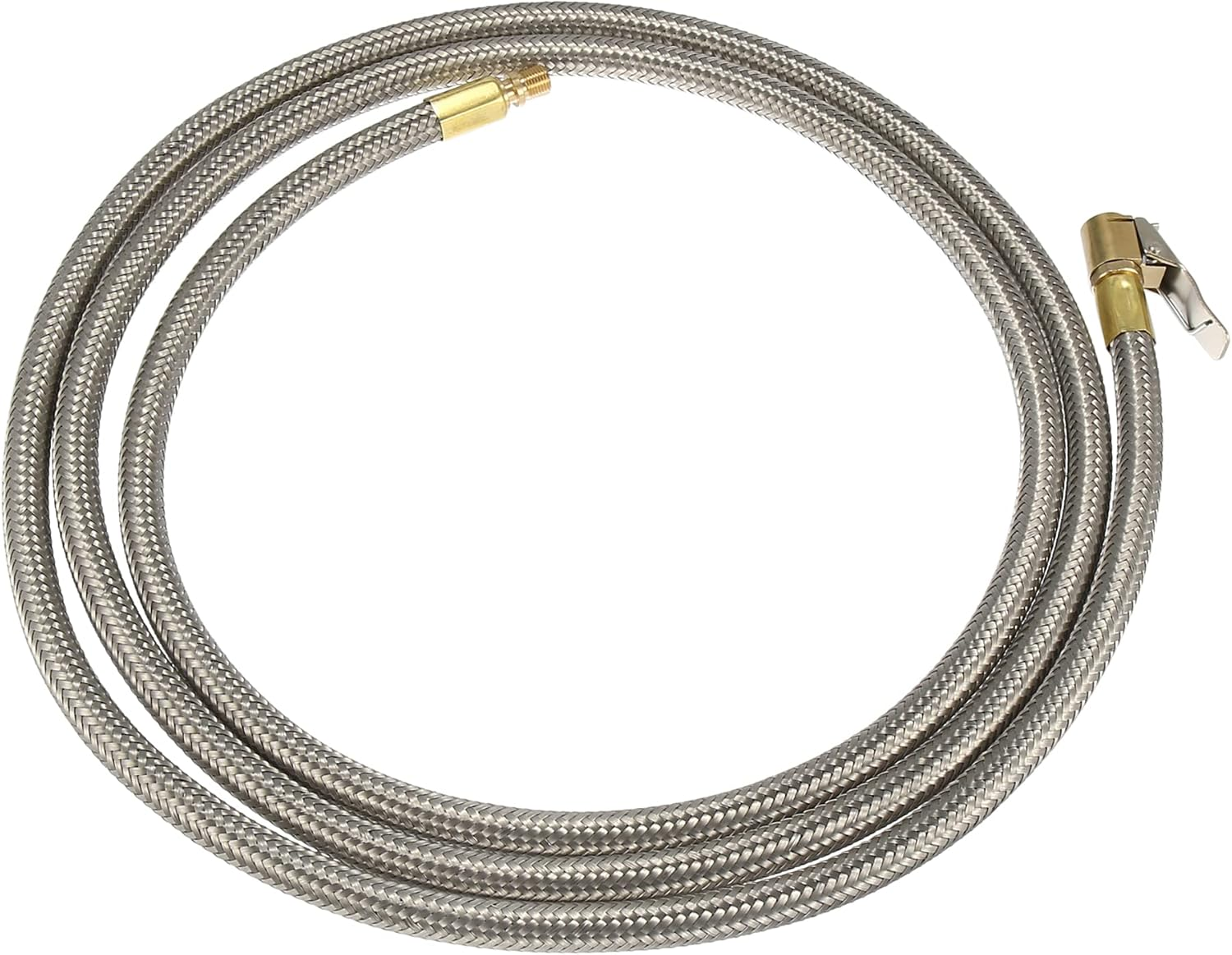 X AUTOHAUX Flexible Stainless Steel 200Cm 79" Tire Valve Connect Pipe Air Chuck Inflator Compressor Pump Extension Hose for Car Motorbike Bike Quick Connect image number 1