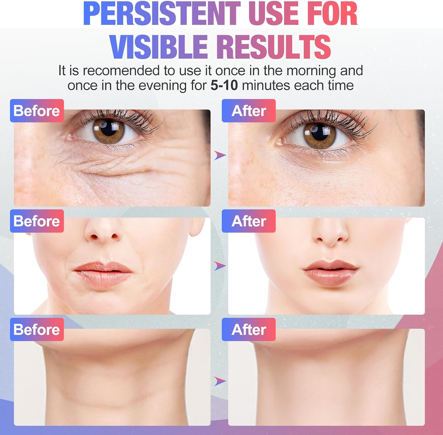 Face Massager for Neck Face, 3 Intensities, 4 Modes Face Firming Device for Neck Face, Portable Neck Face Lifting Device for Lifts and Tightens Skin, Firm Smooth, Black image number 5