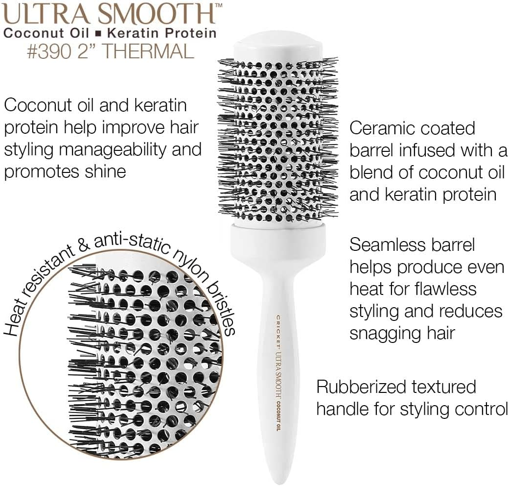 Ultra Smooth Coconut Thermal Brush - 390 by Cricket for Unisex - 2 Inch Hair Brush image number 3