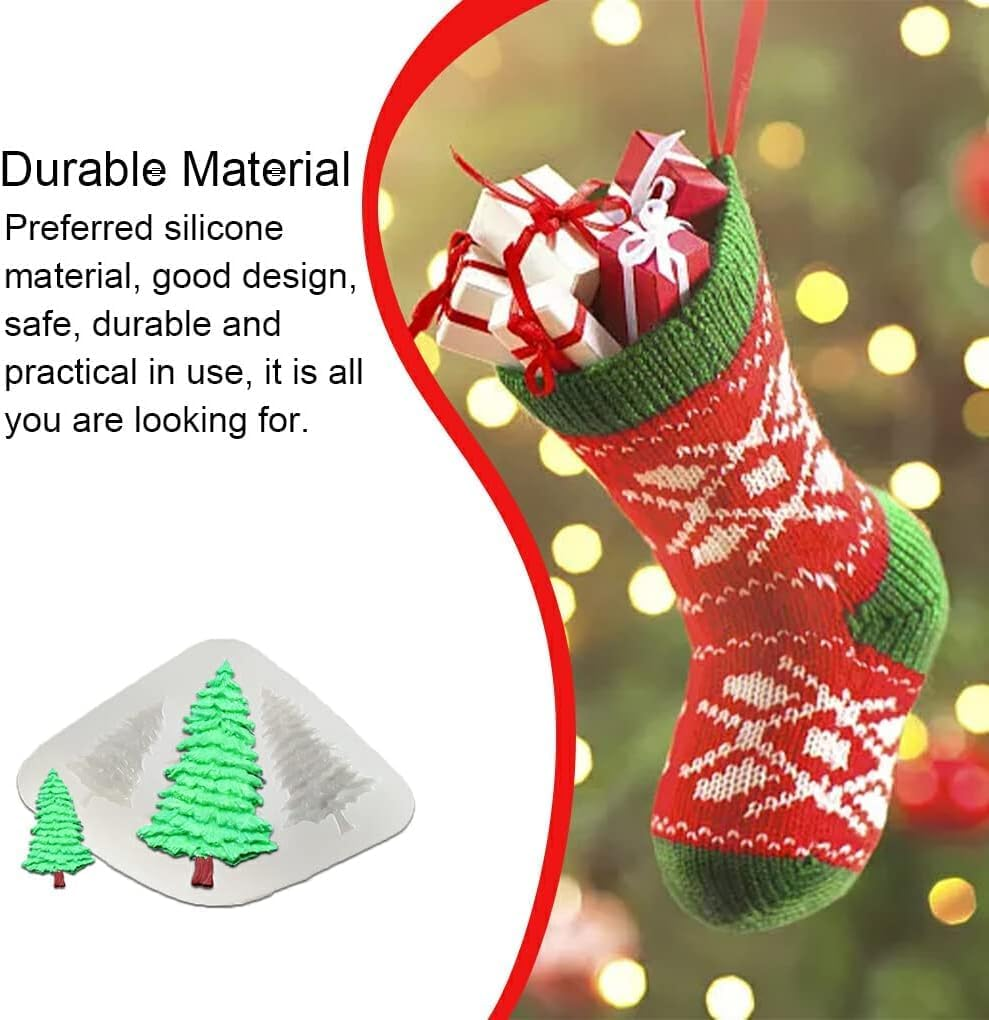 Biscuit Molds Kitchen Baking Handmade Christmas Themed Embossed Mould Dessert Fondant Casting Die Cupcake Chocolate, Three Pine Tree image number 1