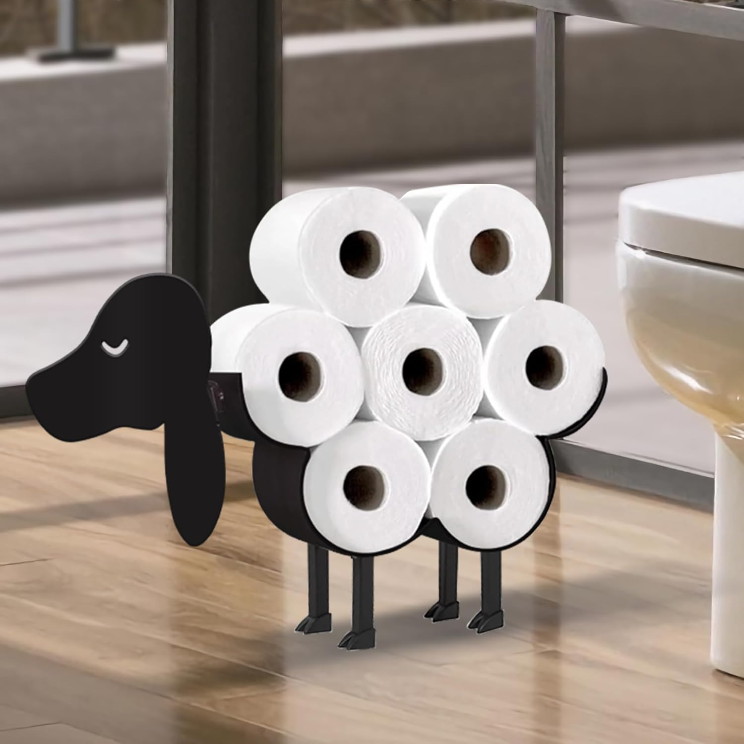Wigag Dachshund Toilet Paper Holder for Extra 8 Rolls, Wall Mounted Decorative Toilet Paper Storage, Farmhouse Bathroom Accessories Storage Cabinet image number 6