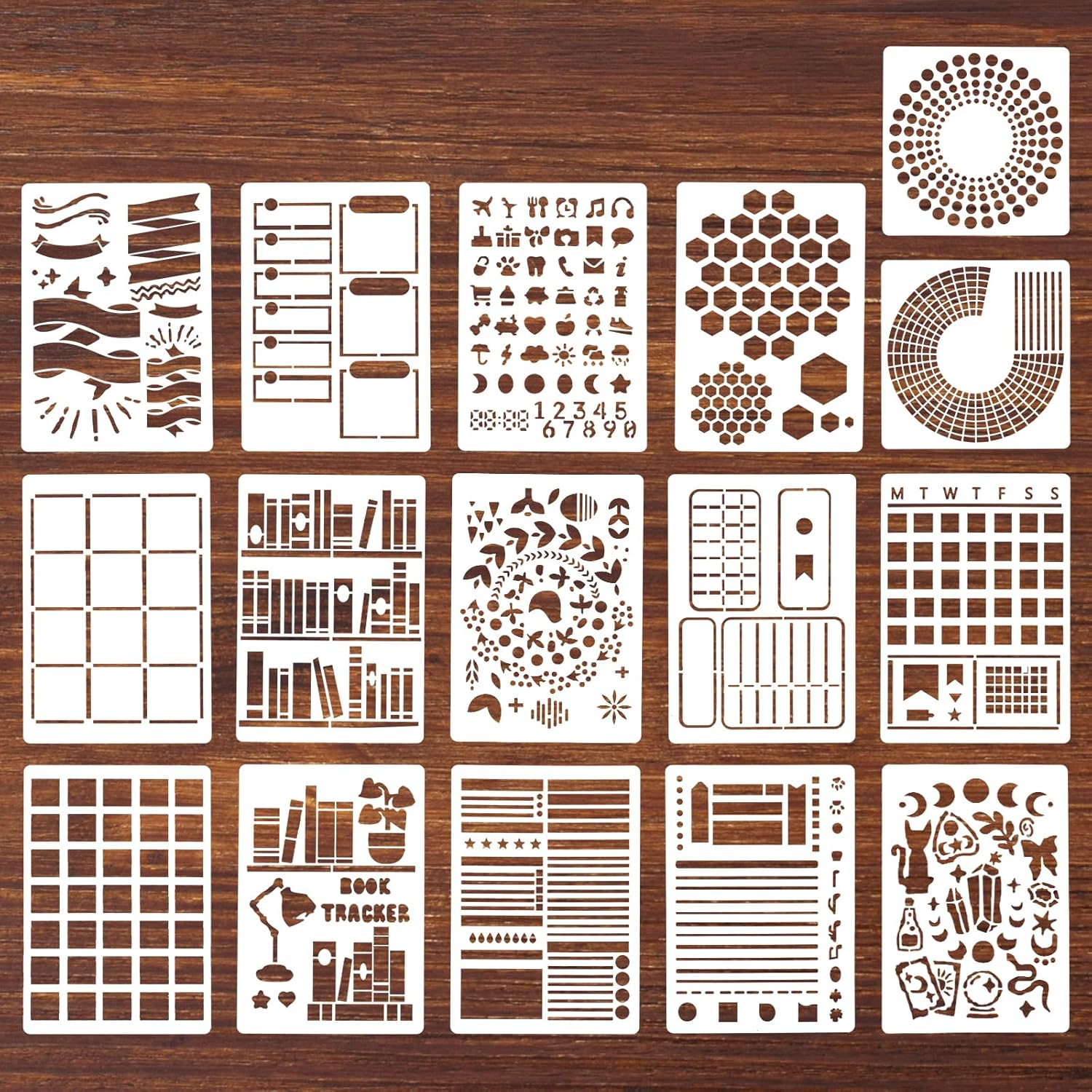 16 Pcs Journal Stencils Bullet Dotted Journals Supplies Happy Planner Stencil Drawing Templates Accessories Kit for Create Calendars Schedule Journaling DIY Notebook Cards Scrapbook Decorations image number 4